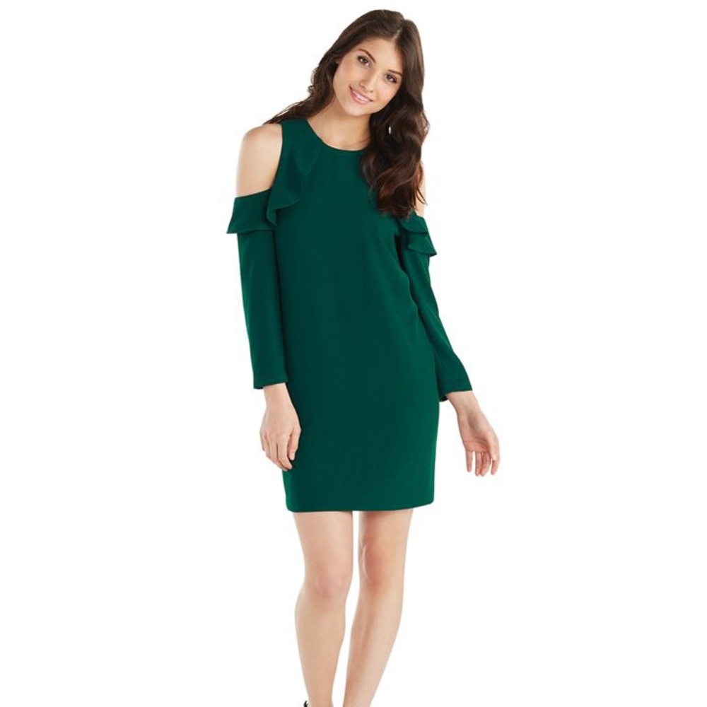 mud pie aria peacock green cold shoulder dress